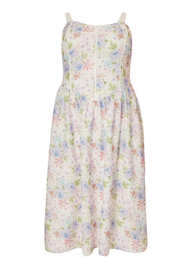 Quiz Multi Curve Floral Embroidered Midi Dress