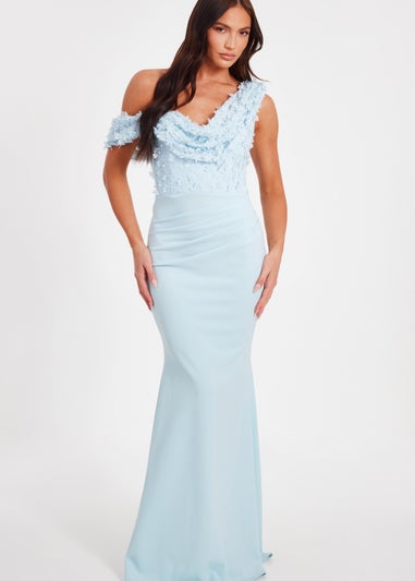 Quiz Blue Floral Ruched Maxi Dress