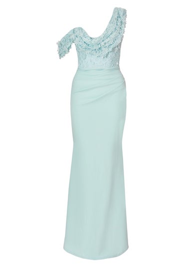 Quiz Blue Floral Ruched Maxi Dress