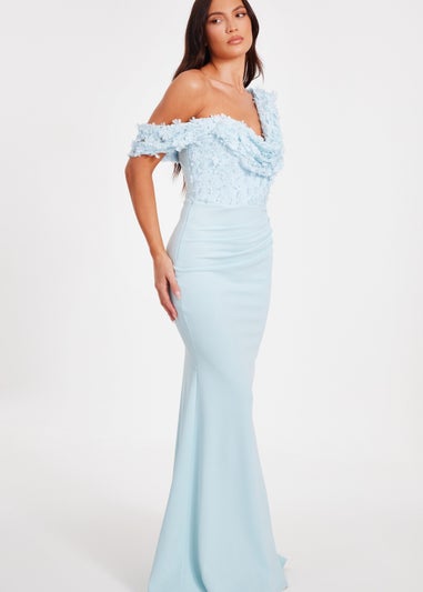 Quiz Blue Floral Ruched Maxi Dress
