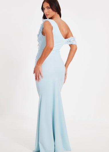 Quiz Blue Floral Ruched Maxi Dress