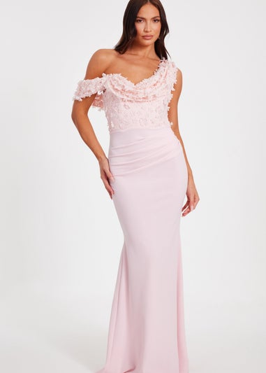 Quiz Pink Floral Drop Sleeve Maxi Dress