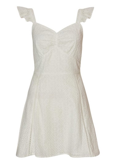 Quiz White Embroidered Mini Skater Dress