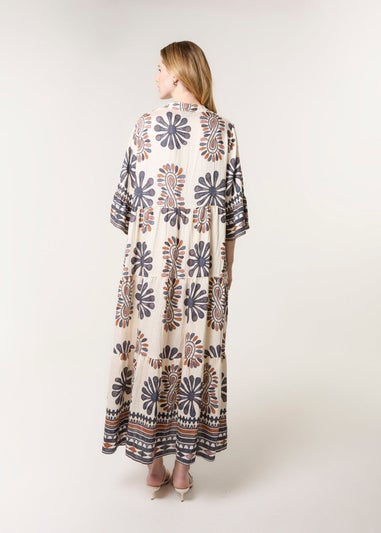 Blue Vanilla Navy Aztec Diamante Maxi Dress