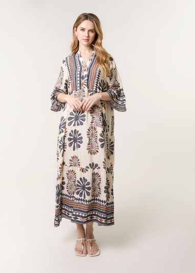 Blue Vanilla Navy Aztec Diamante Maxi Dress