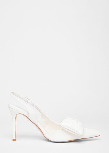 Quiz Cream Faux Leather Bow Court Heels