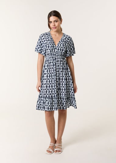 Blue Vanilla Navy V Neck Button Front Mini Dress