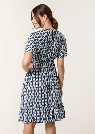 Blue Vanilla Navy V Neck Button Front Mini Dress