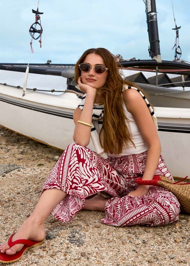 Blue Vanilla Red Abstract Print Trousers
