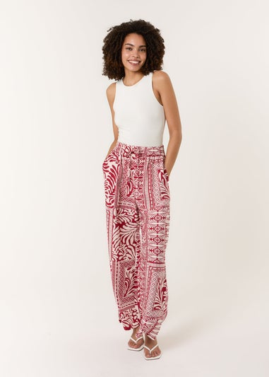 Blue Vanilla Red Abstract Print Trousers
