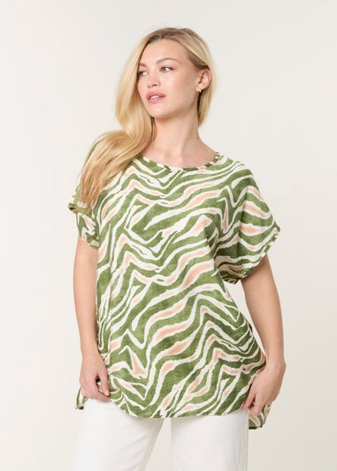 Blue Vanilla Green Animal Printed Diamante Detailed Top