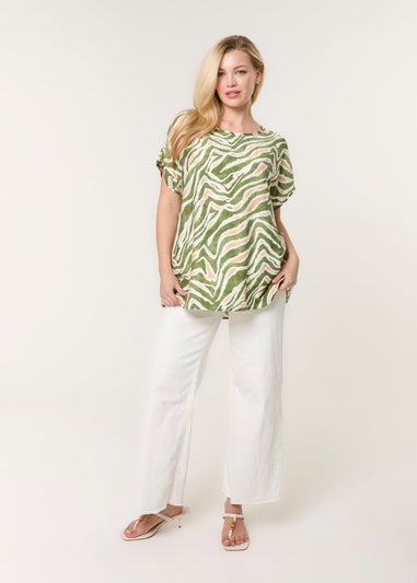 Blue Vanilla Green Animal Printed Diamante Detailed Top
