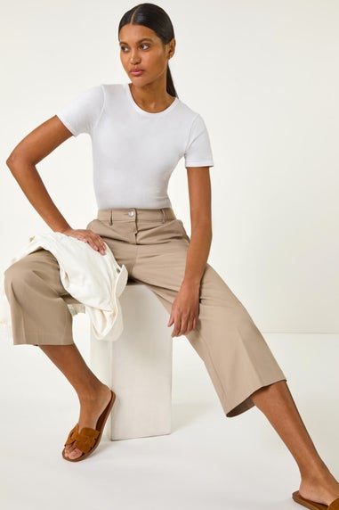 Roman Mocha Cotton Culotte Trousers