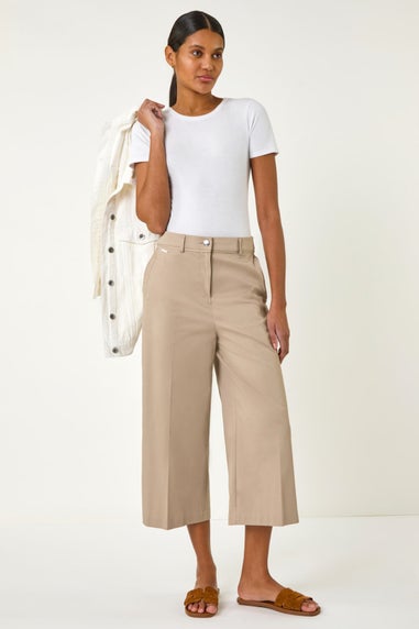 Roman Mocha Cotton Culotte Trousers