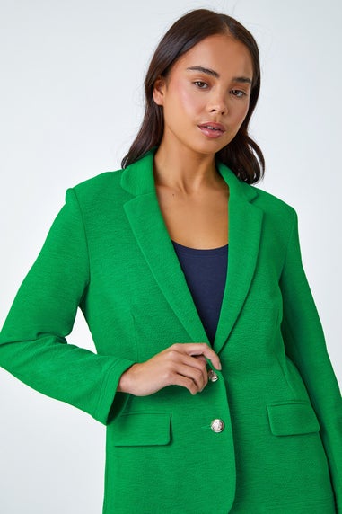 Roman Green Petite Textured Stretch Blazer