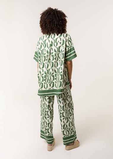 Blue Vanilla Green Co Ord Set With Abstract Print