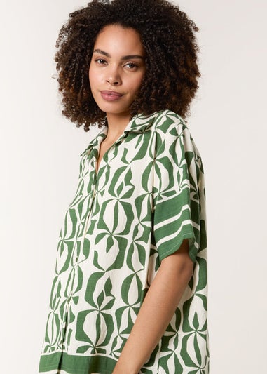 Blue Vanilla Green Co Ord Set With Abstract Print