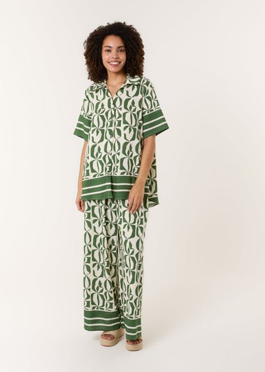 Blue Vanilla Green Co Ord Set With Abstract Print