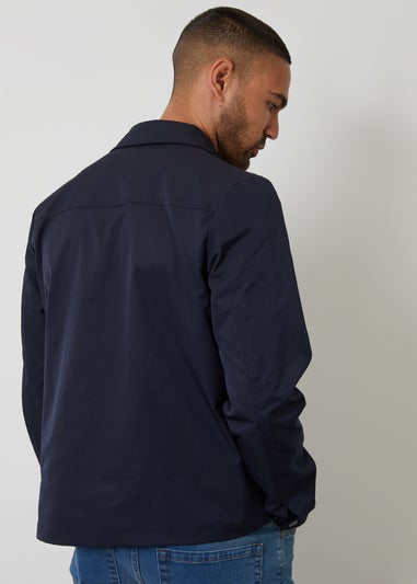 Threadbare Navy Collared Lightweight Showerproof Zip Through Jacket