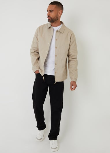Threadbare Stone Cotton Twill Lightweight Collared Jacket