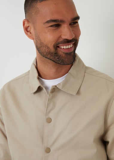 Threadbare Stone Cotton Twill Lightweight Collared Jacket