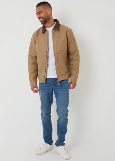 Threadbare Stone Cotton Corduroy Collar Lightweight Jacket