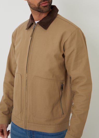 Threadbare Stone Cotton Corduroy Collar Lightweight Jacket