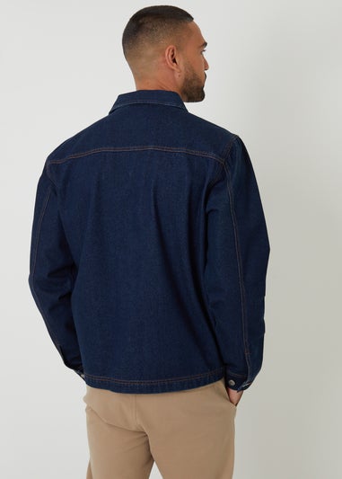 Threadbare Dark Blue Rinse Wash Denim Utility Jacket