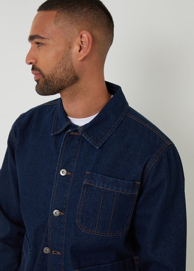 Threadbare Dark Blue Rinse Wash Denim Utility Jacket