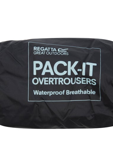Regatta Kids Pack It Black Waterproof Breathable Isolite Overtrousers (2-14 yrs)
