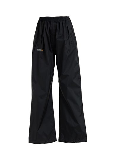Regatta Kids Pack It Black Waterproof Breathable Isolite Overtrousers (2-14 yrs)