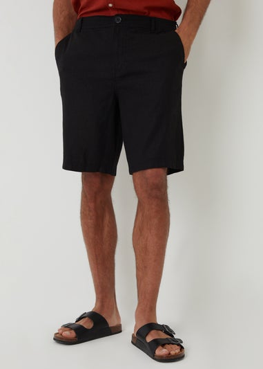 Threadbare Black Linen Blend Chino Shorts