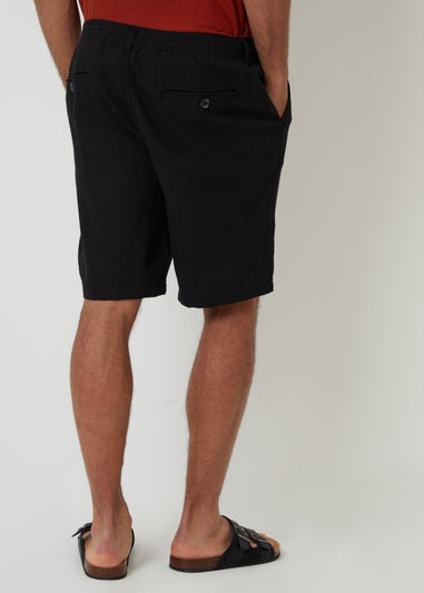 Threadbare Black Linen Blend Chino Shorts