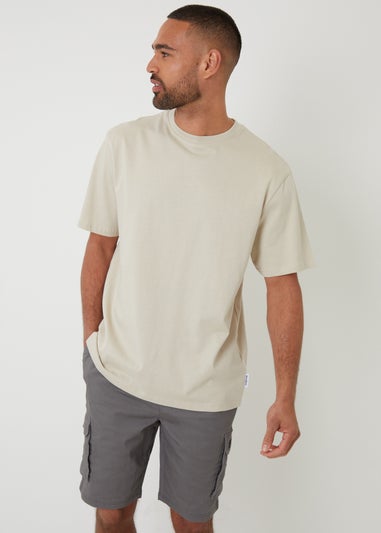 Threadbare Dark Grey Cotton Jogger Style Cargo Shorts With Stretch