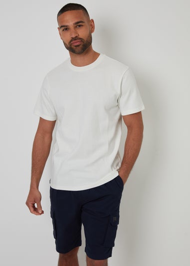 Threadbare Navy Cotton Jogger Style Cargo Shorts With Stretch