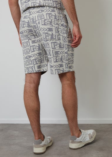 Threadbare Navy Patterned Textured Pull On Shorts