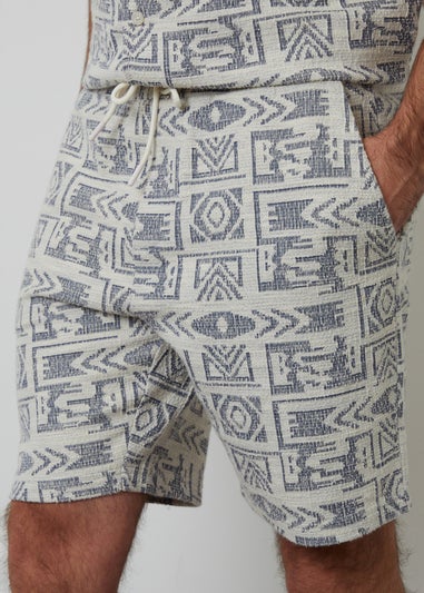 Threadbare Navy Patterned Textured Pull On Shorts