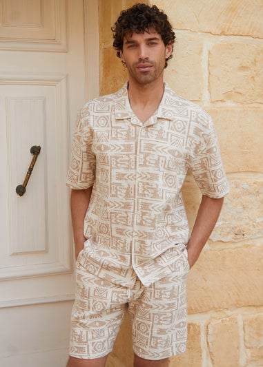 Threadbare Natural Patterned Textured Pull On Shorts