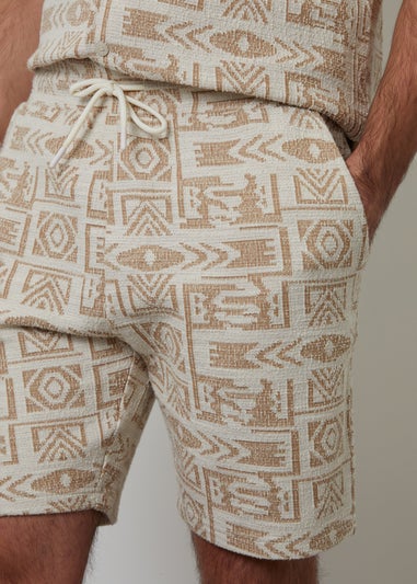 Threadbare Natural Patterned Textured Pull On Shorts
