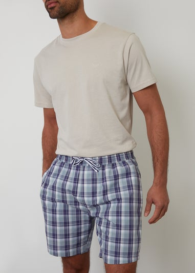 Threadbare Stone Short Sleeve Check Pyjama Set