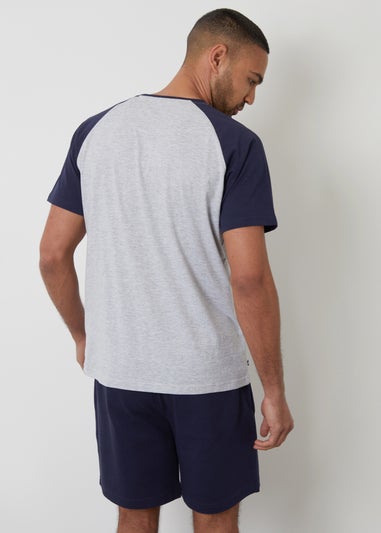 Threadbare Navy Raglan Sleeve Cotton Rich Short Pyjamas