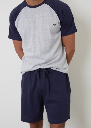Threadbare Navy Raglan Sleeve Cotton Rich Short Pyjamas