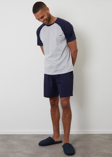 Threadbare Navy Raglan Sleeve Cotton Rich Short Pyjamas