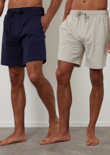 Threadbare Navy 2 Pack Cotton Blend Lounge Shorts