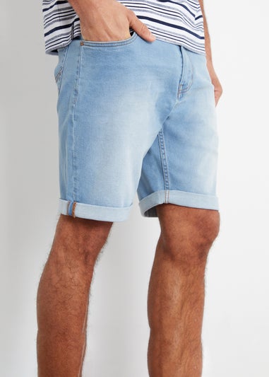 Threadbare Light Blue Edmonton Turn Up Denim Shorts
