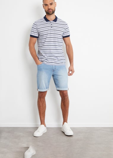 Threadbare Light Blue Edmonton Turn Up Denim Shorts