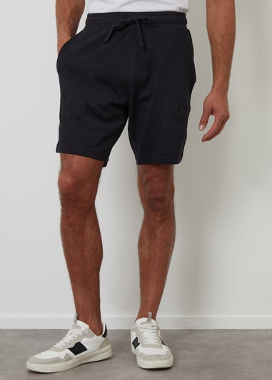 Threadbare Black Floral Embroidered Cotton Sweat Shorts