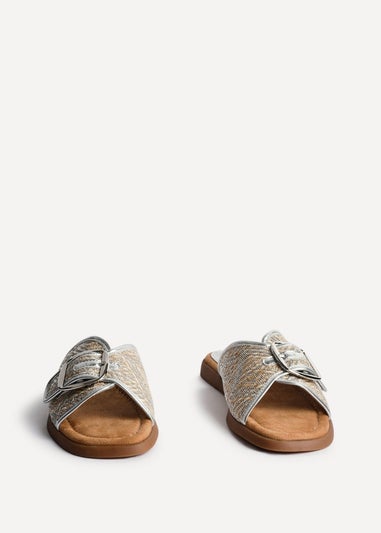 Linzi Zuma Silver Woven Flat Slider Sandal