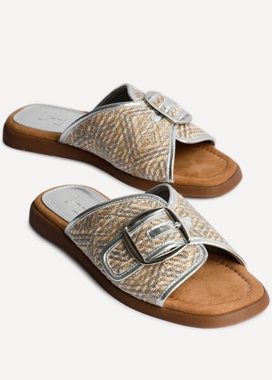 Linzi Zuma Silver Woven Flat Slider Sandal