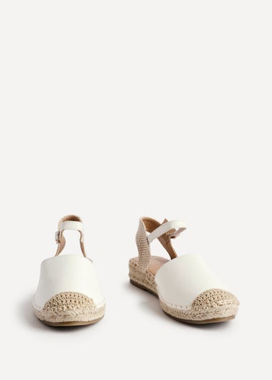 Linzi Neroli White Faux Leather Closed Toe Espadrille Flatform Sandal